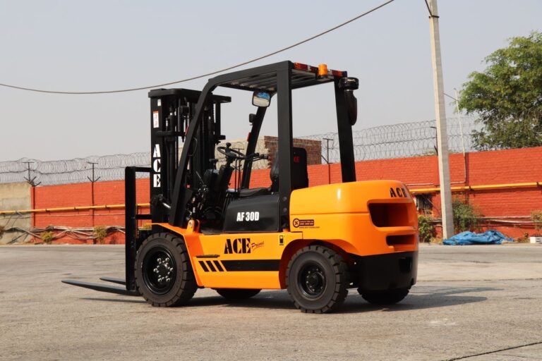 ACE AF 30D diesel forklift parked in an industrial lot in India.
